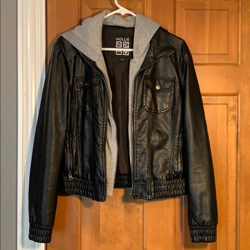 Nollie Leather Jacket w/ Gray Hoody Insert